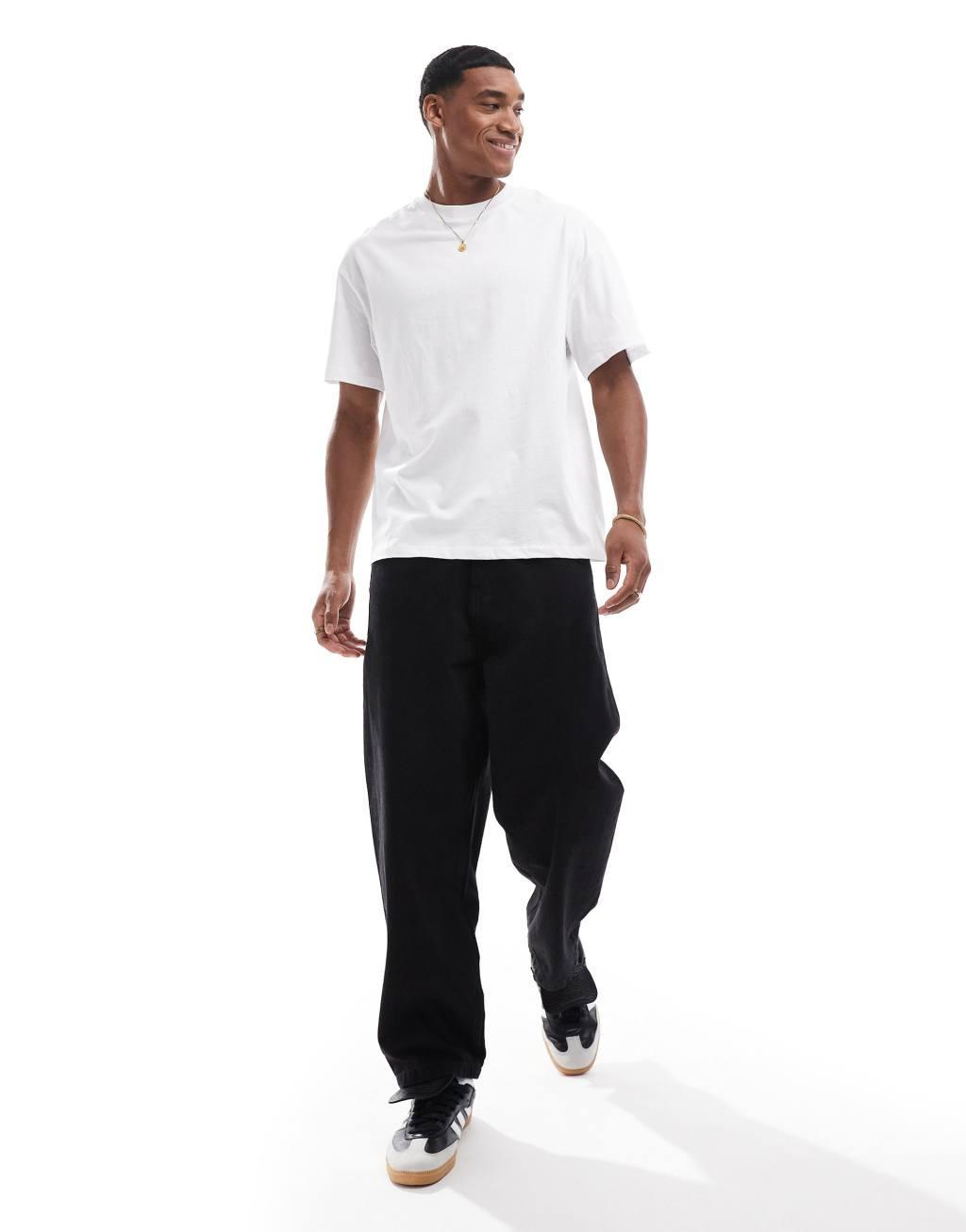 Jack & Jones 2-pack oversized T-shirts in white & black Product Image