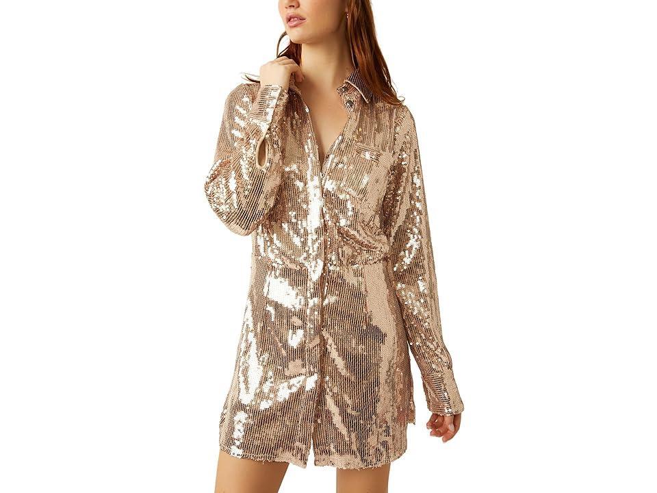 Free People Sophie Sequin Long Sleeve Shirtdress Product Image