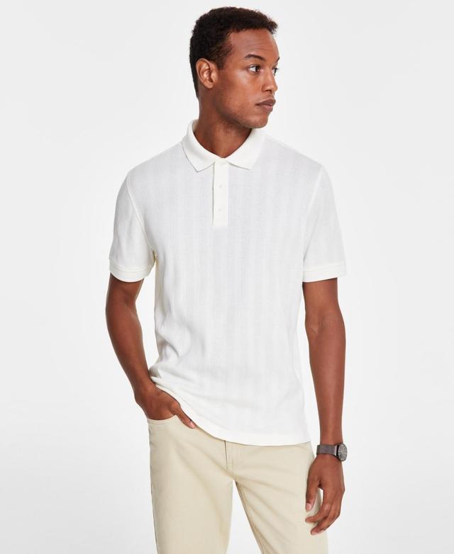 Alfani Mens Stretch Textured Stripe Jacquard Polo, Created for Macys Product Image