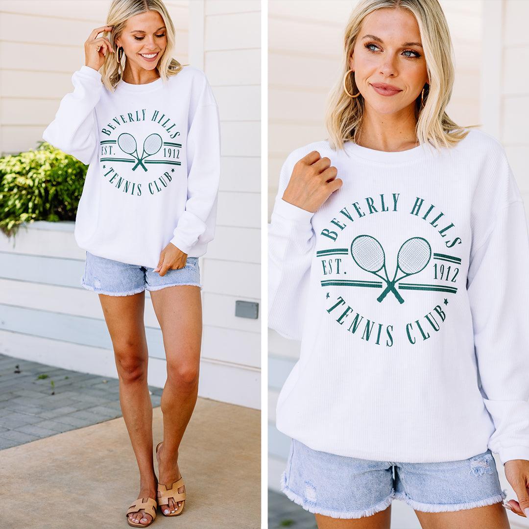 Beverly Hills Tennis Club White Graphic Corded Sweatshirt Female Product Image