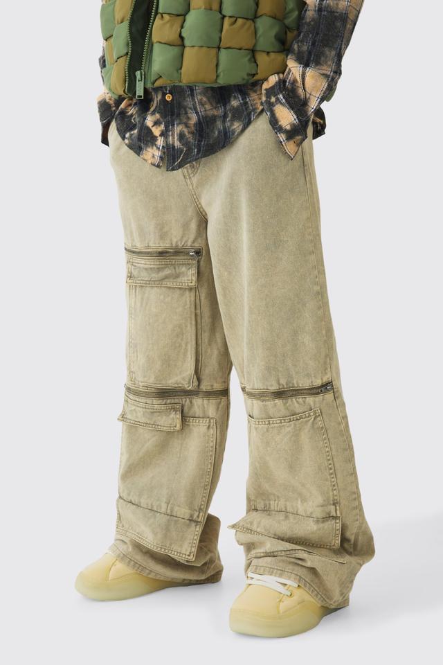 Fixed Waist Washed Baggy Extreme Cargo Trouser | boohooMAN USA Product Image