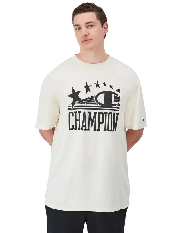 Mens Champion Classic Graphic T-Shirt, C & Stars Logo (Big & Tall) Black XLT Product Image