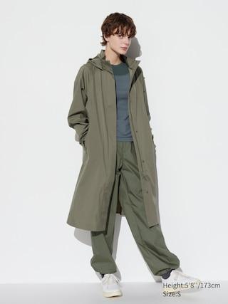 Womens Blocktech Coat with Water-Repellent Olive 2XS UNIQLO US Product Image