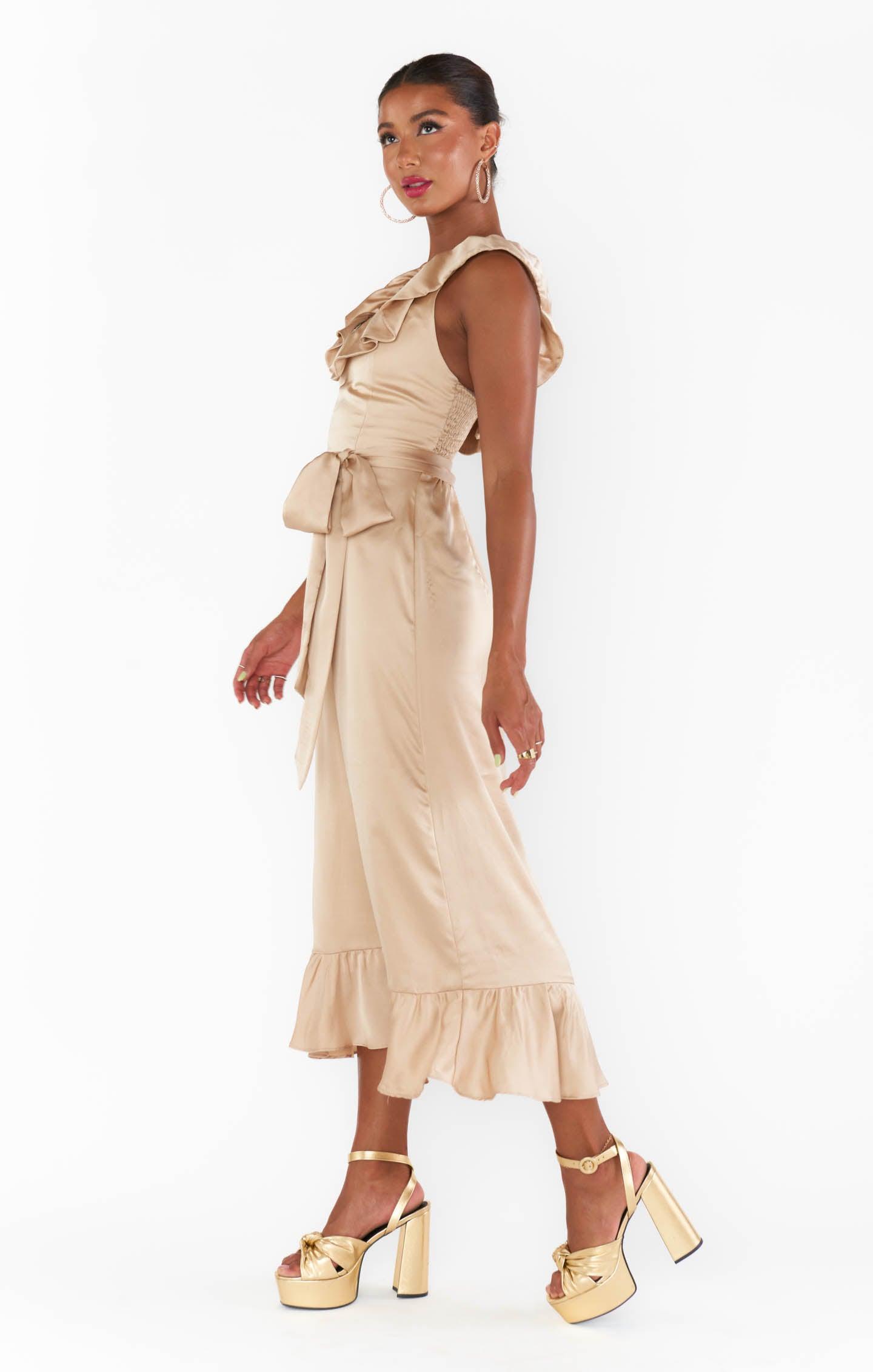 Alexis Midi Dress ~ Champagne Luxe Satin Product Image