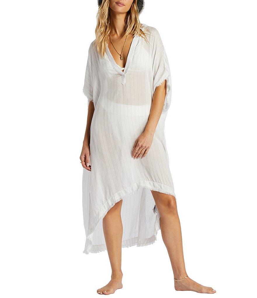 Billabong Found Love Gauze V-Neck Midi Swim Cover Up Dress Product Image