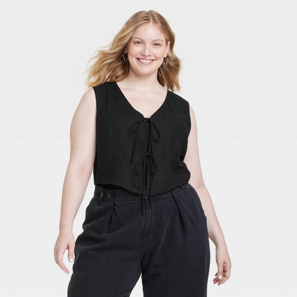 Womens Tie-Front Vest - Universal Thread Black 4X Product Image