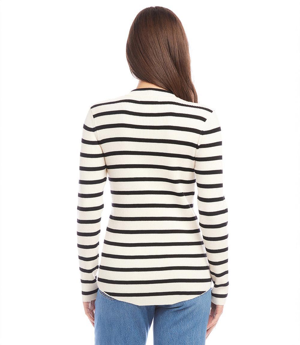 Karen Kane Women's Stripe Shirttail Sweater, , Nylon/Rayon Product Image