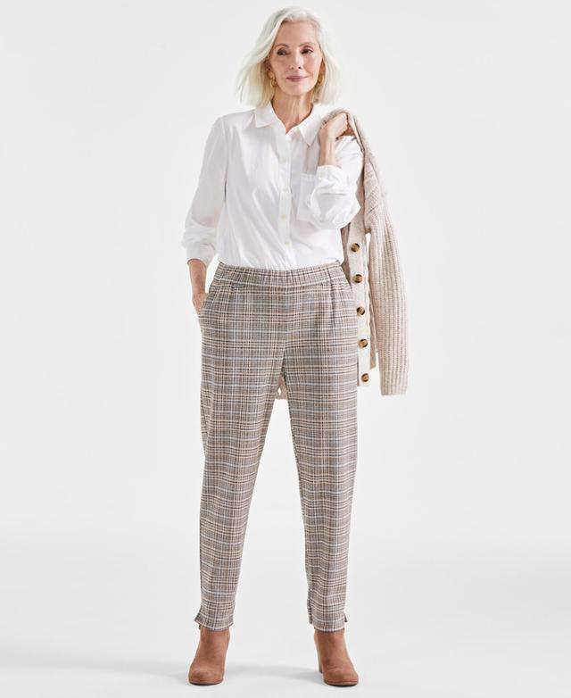 Style & Co Womens Plaid Pull-On Straight Pants, Created for Macys Product Image