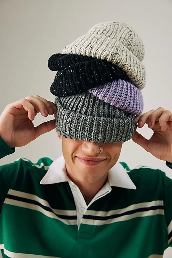 Marled Wool Short Roll Ribbed Knit Beanie Mens at Urban Outfitters Product Image