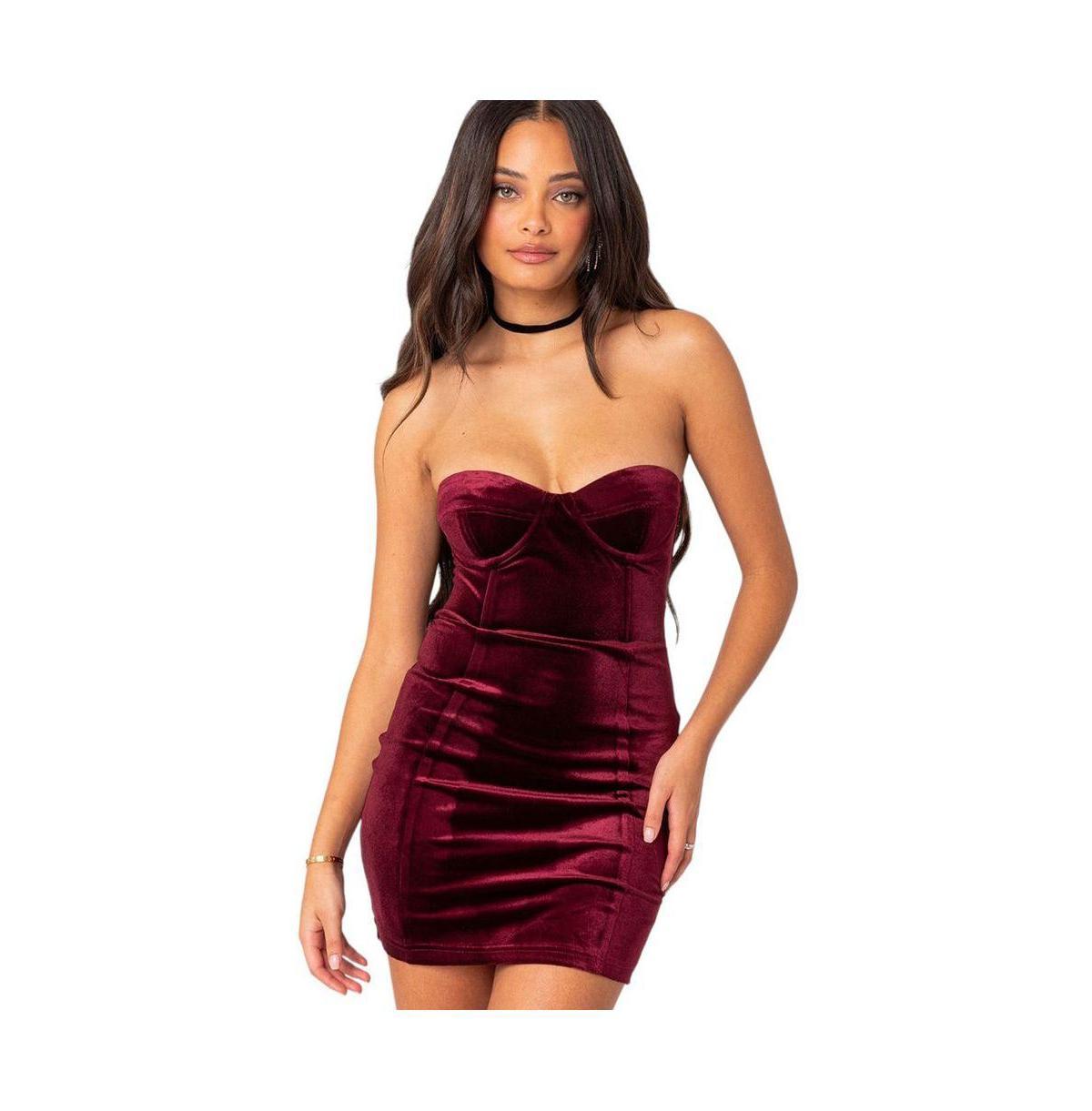 Womens Cinnamon velvet cupped mini dress Product Image