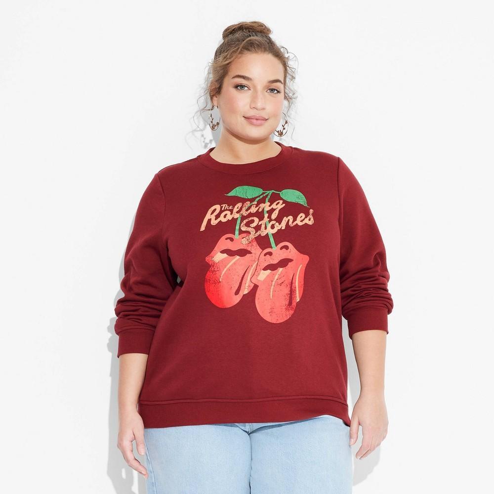 Womens Rolling Stones Cherry Graphic Sweatshirt - Red Product Image