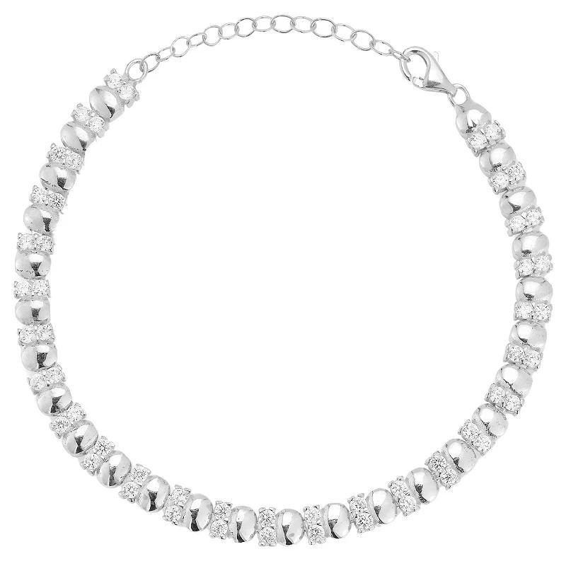 Sunkissed Sterling Cubic Zirconia & Bead Bracelet, Womens Silver Tone Product Image