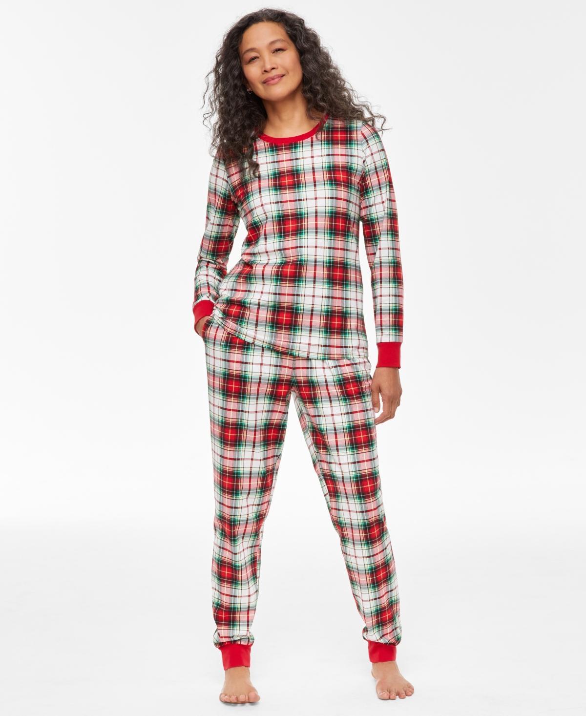 Family Pajamas Womens 2-Pc. Cotton Knit Winterton Plaid Jogger Matching Family Christmas Pajamas Set, Created for Macys Product Image