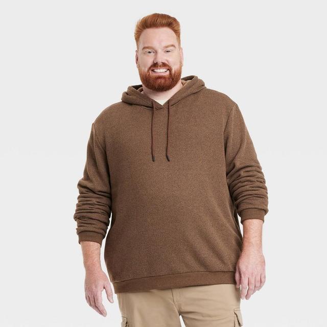 Mens Big & Tall Textured Fleece Hooded Sweatshirt - Goodfellow & Co Brown 4XL Product Image