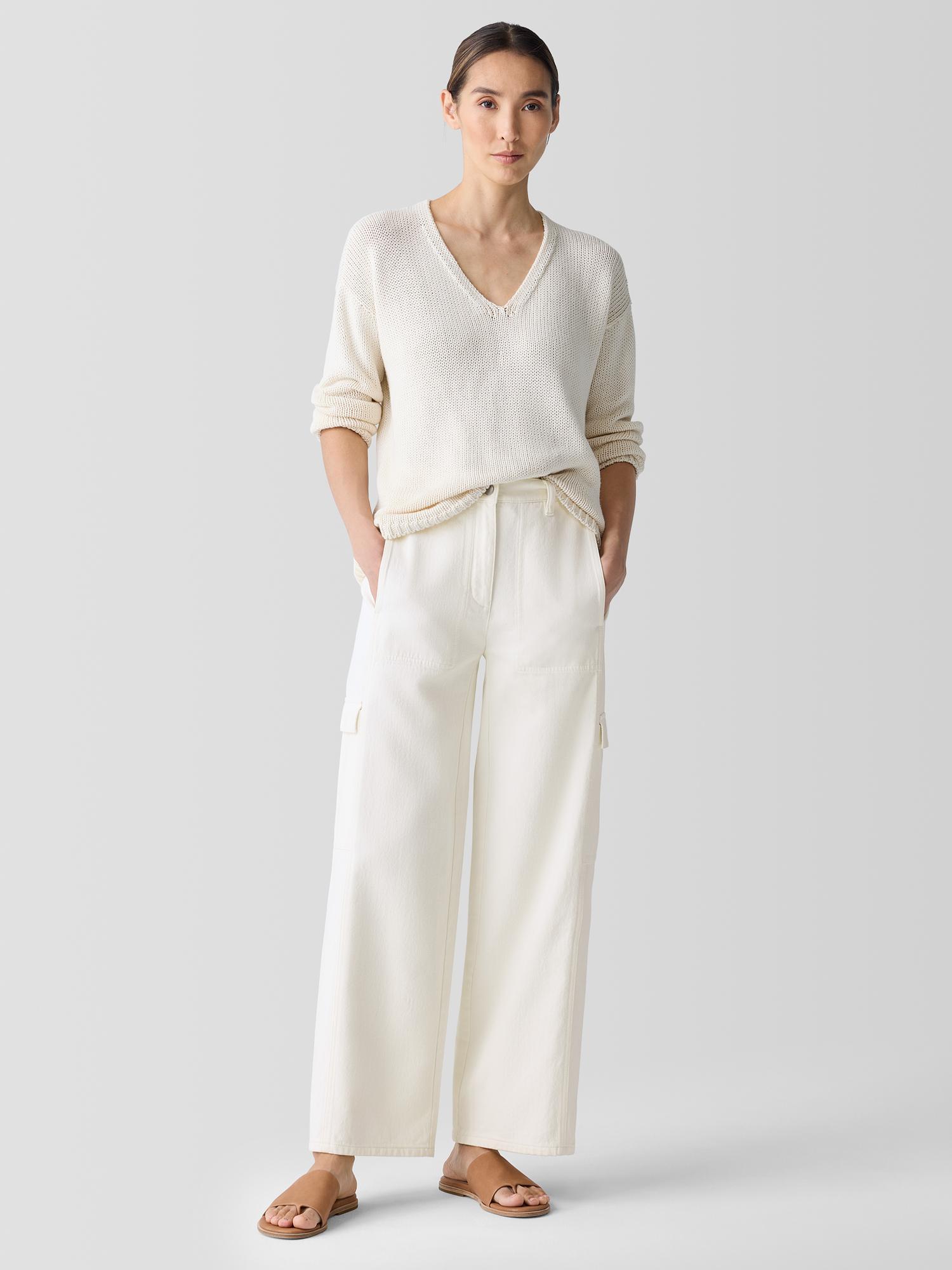 EILEEN FISHER Undyed Utility Organic Cotton Wide-Leg Cargo Pantfemale Product Image