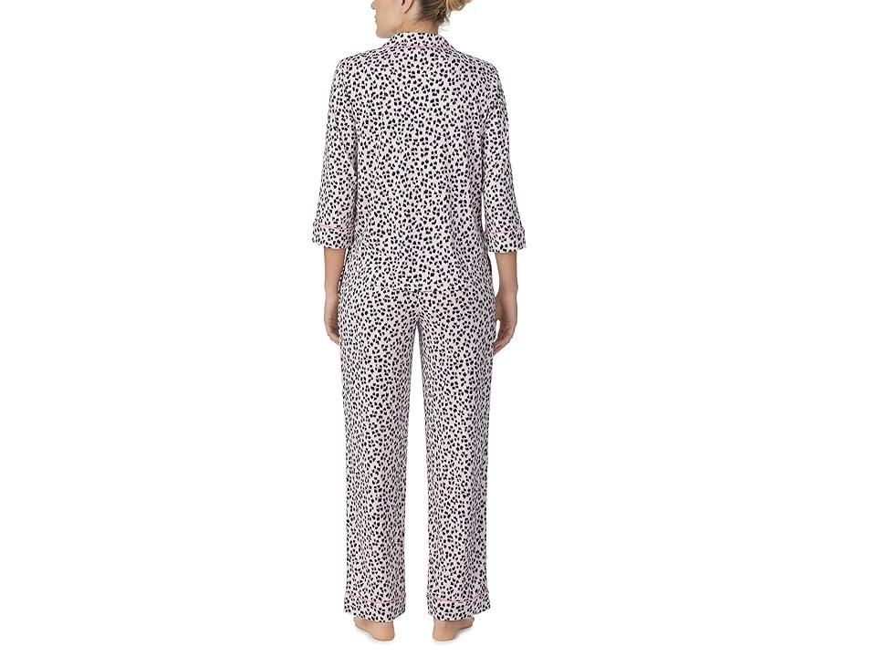 Kate Spade New York Brushed Jersey 3/4 Sleeve Long PJ (Leopard) Women's Pajama Sets Product Image