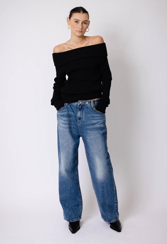 Off The Shoulder Sweater In Black Product Image