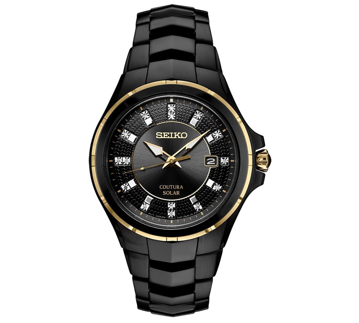 Seiko Men's Black Stainless Steel Coutura Diamond-Accent Bracelet Watch Product Image