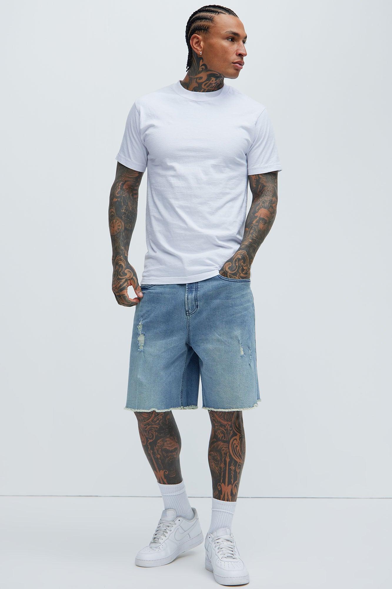 Lounge Relaxed Denim Shorts - Medium Blue Wash Product Image