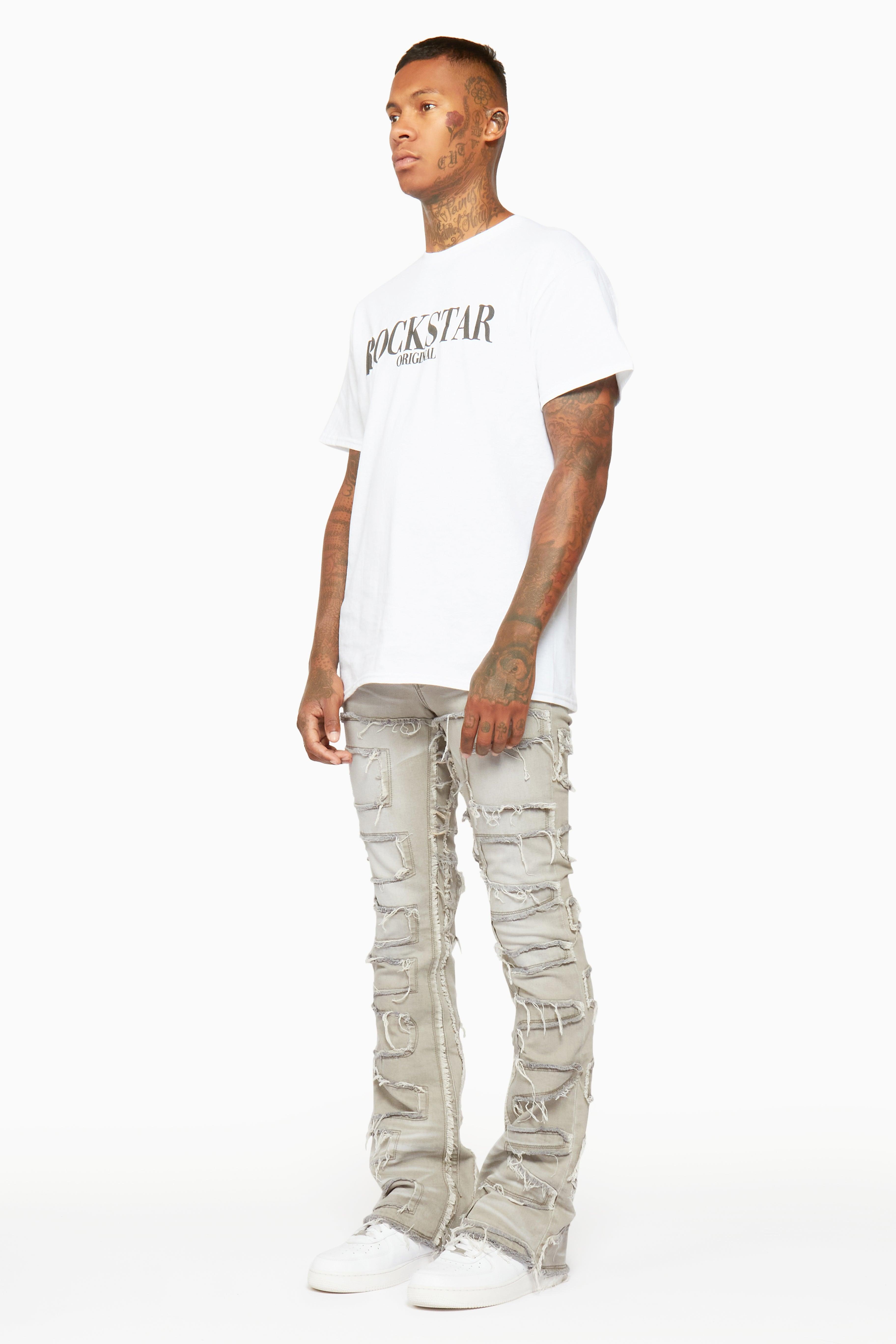 Shake Grey Stacked Flare Jean Male Product Image