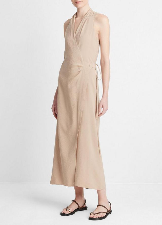 Draped-Neck Wrap Dress Product Image