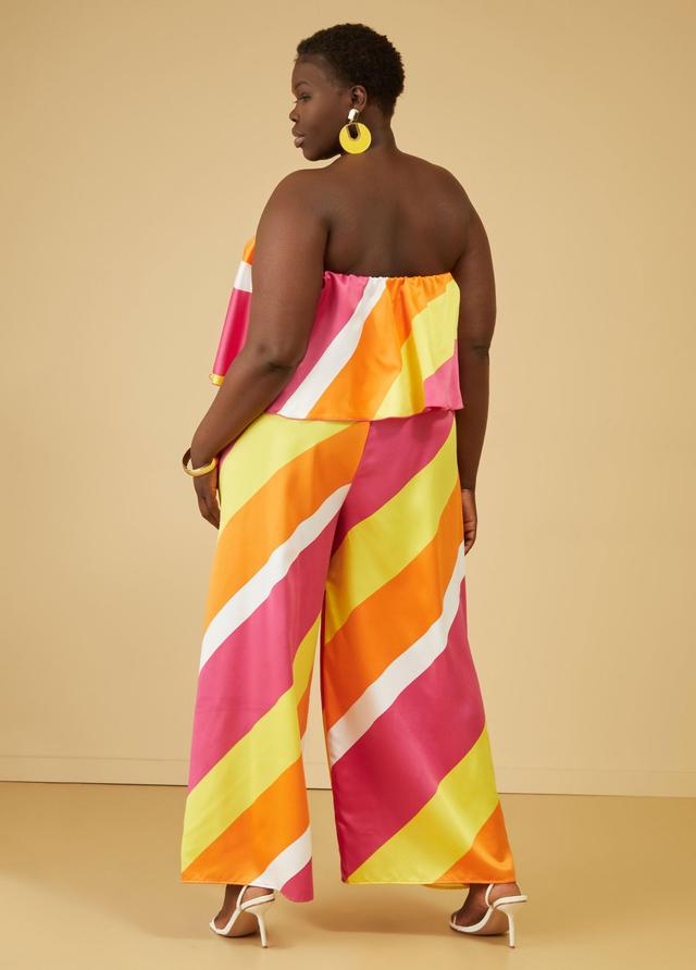 Strapless Striped Satin Jumpsuit Product Image