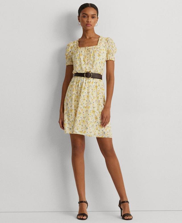 Lauren Ralph Lauren Womens Floral Georgette Puff-Sleeve Dress Product Image