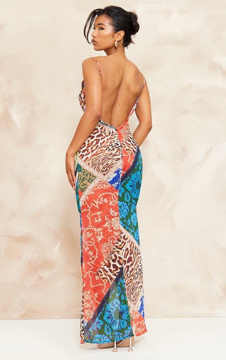 Multi Patchwork Paisley Print Strappy Backless Maxi Dress Product Image