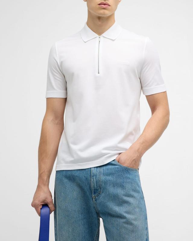 Mens Zip-Front Cotton Polo Product Image