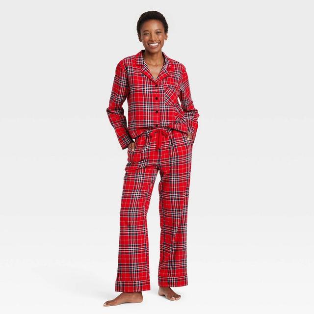 Women's Plaid Flannel Holiday Matching Family Pajama Set - Wondershop™ Red S Product Image