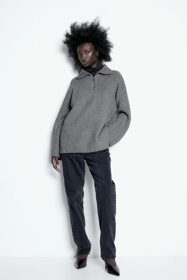 Rib-knit Half-zip Sweater Product Image