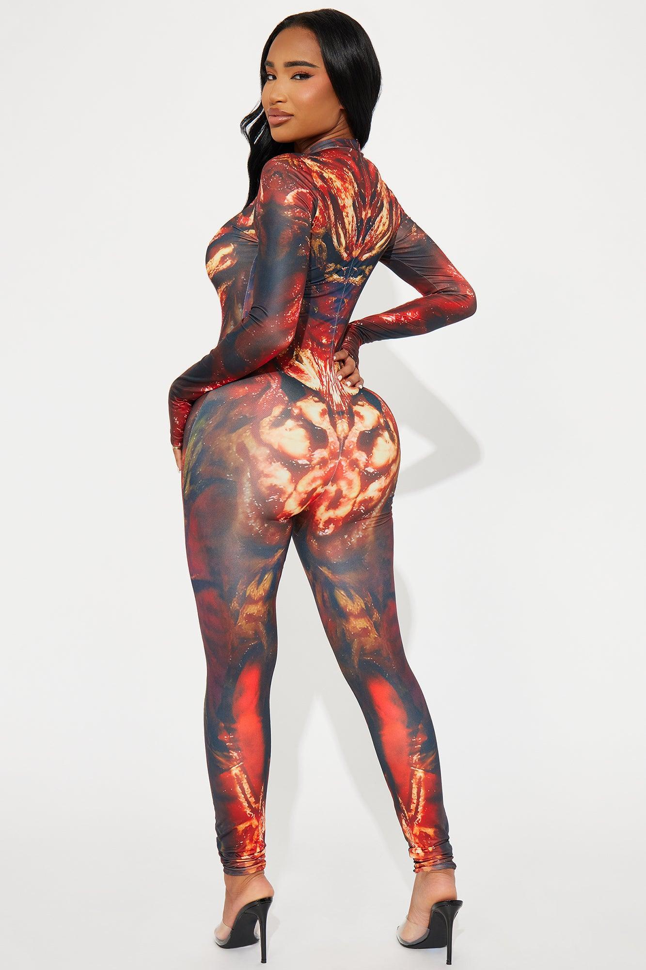 Bloody Scene Horror Print Jumpsuit Costume - Red/combo Product Image