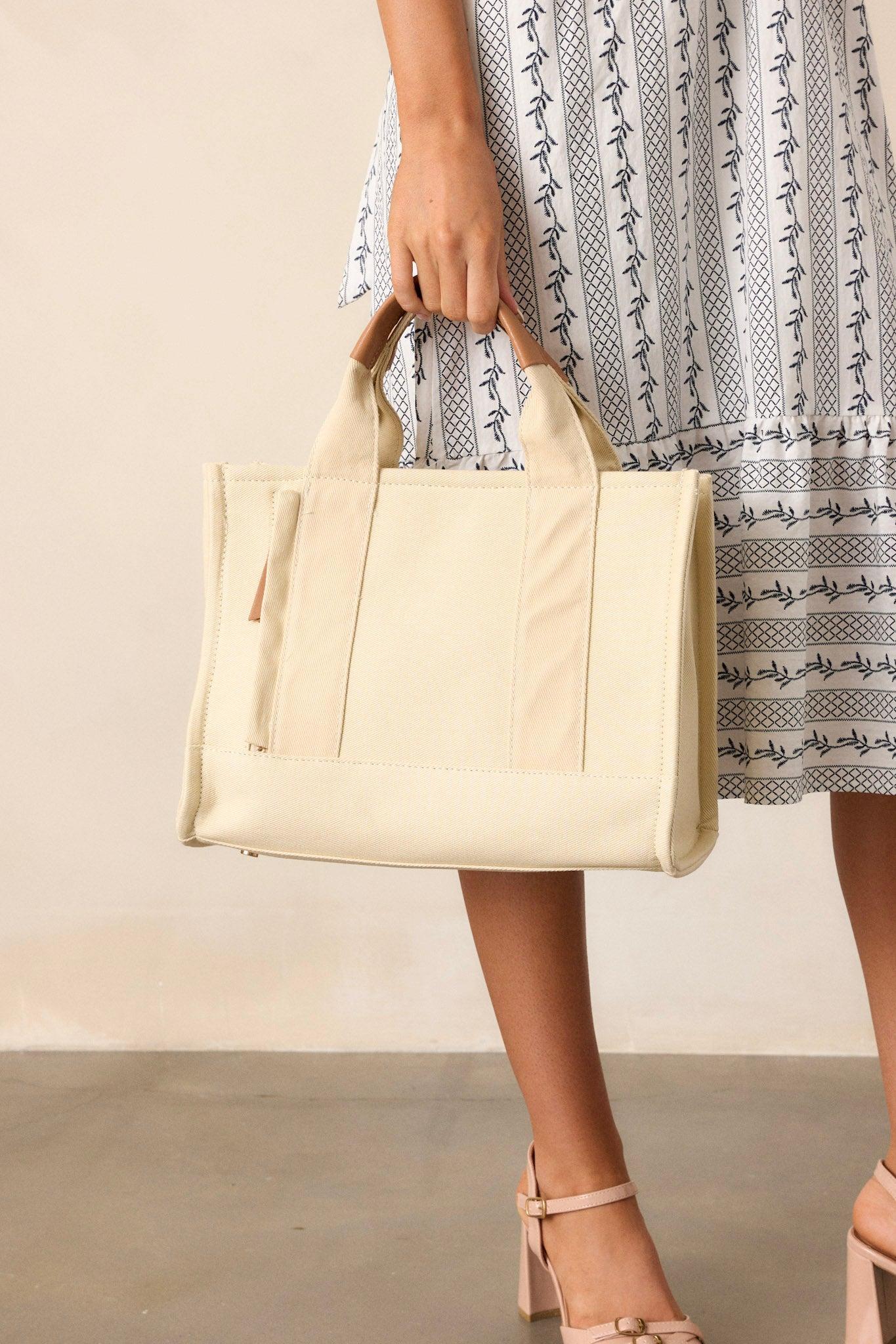 Sun Kissed Shoreline Ivory Canvas Tote Bag Product Image