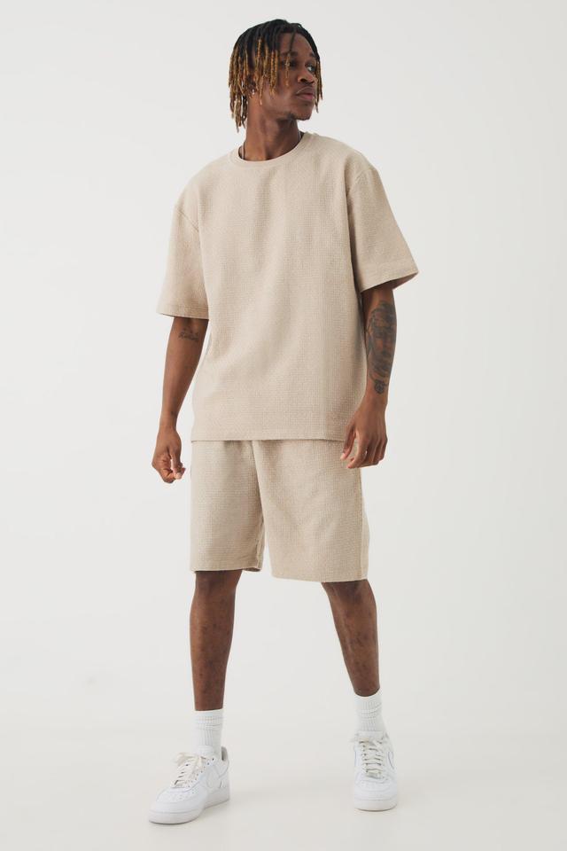 Tall Jacquard T-shirt & Relaxed Short | boohooMAN USA Product Image