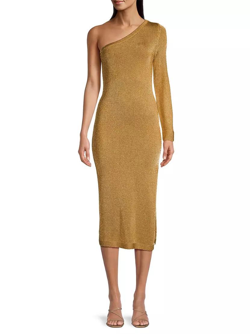 Senna Metallic One-Shoulder Midi-Dress product image