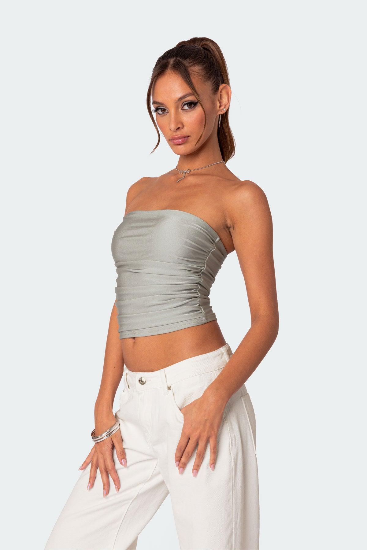 Maxeen Shiny Gathered Tube Top Product Image