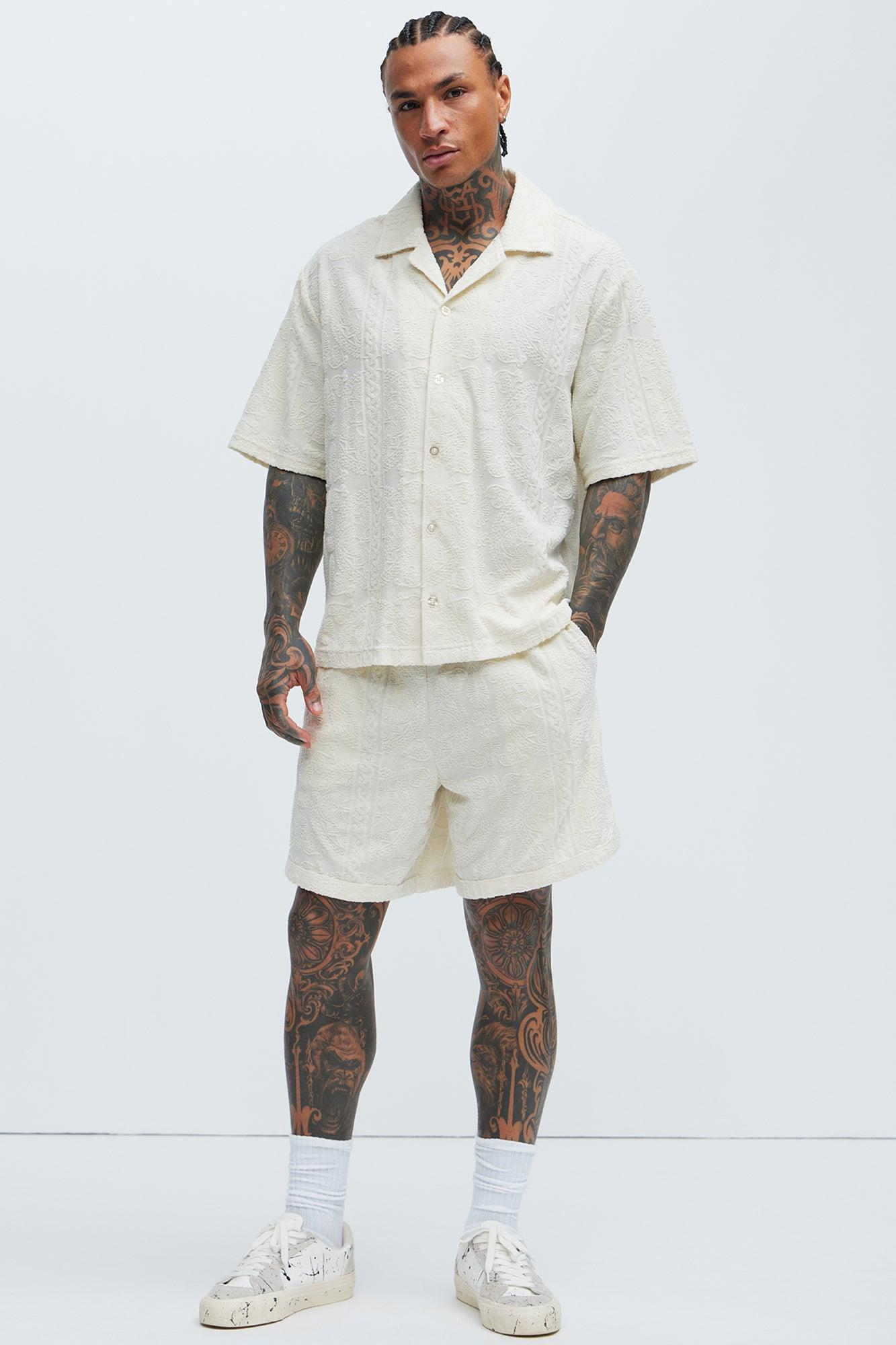 Link Textured Shorts - Cream Product Image