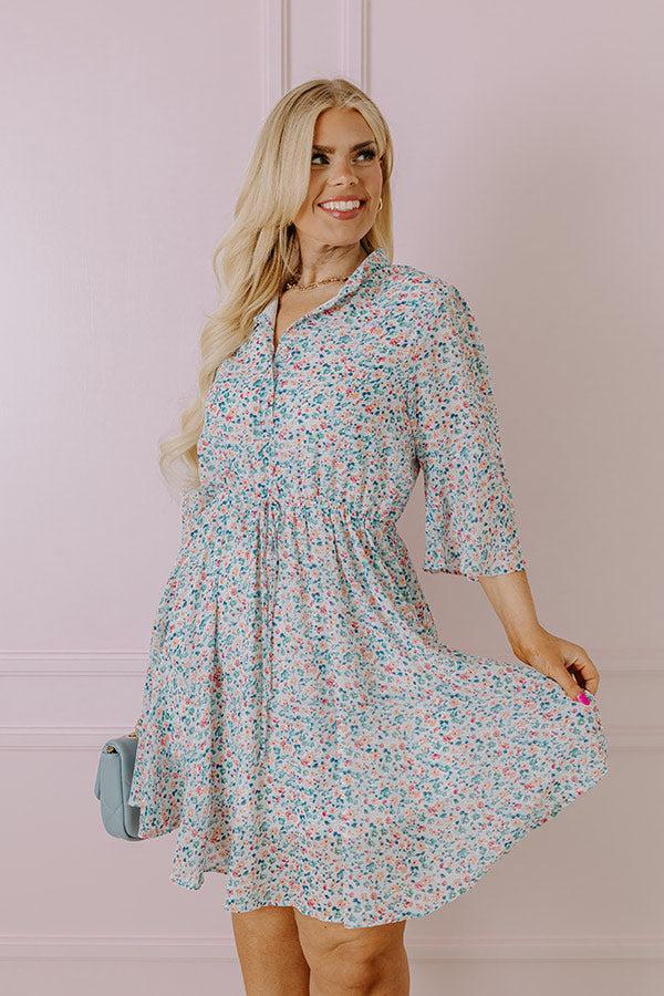 Headed Down Memory Lane Dress In Sky Blue Curves Product Image