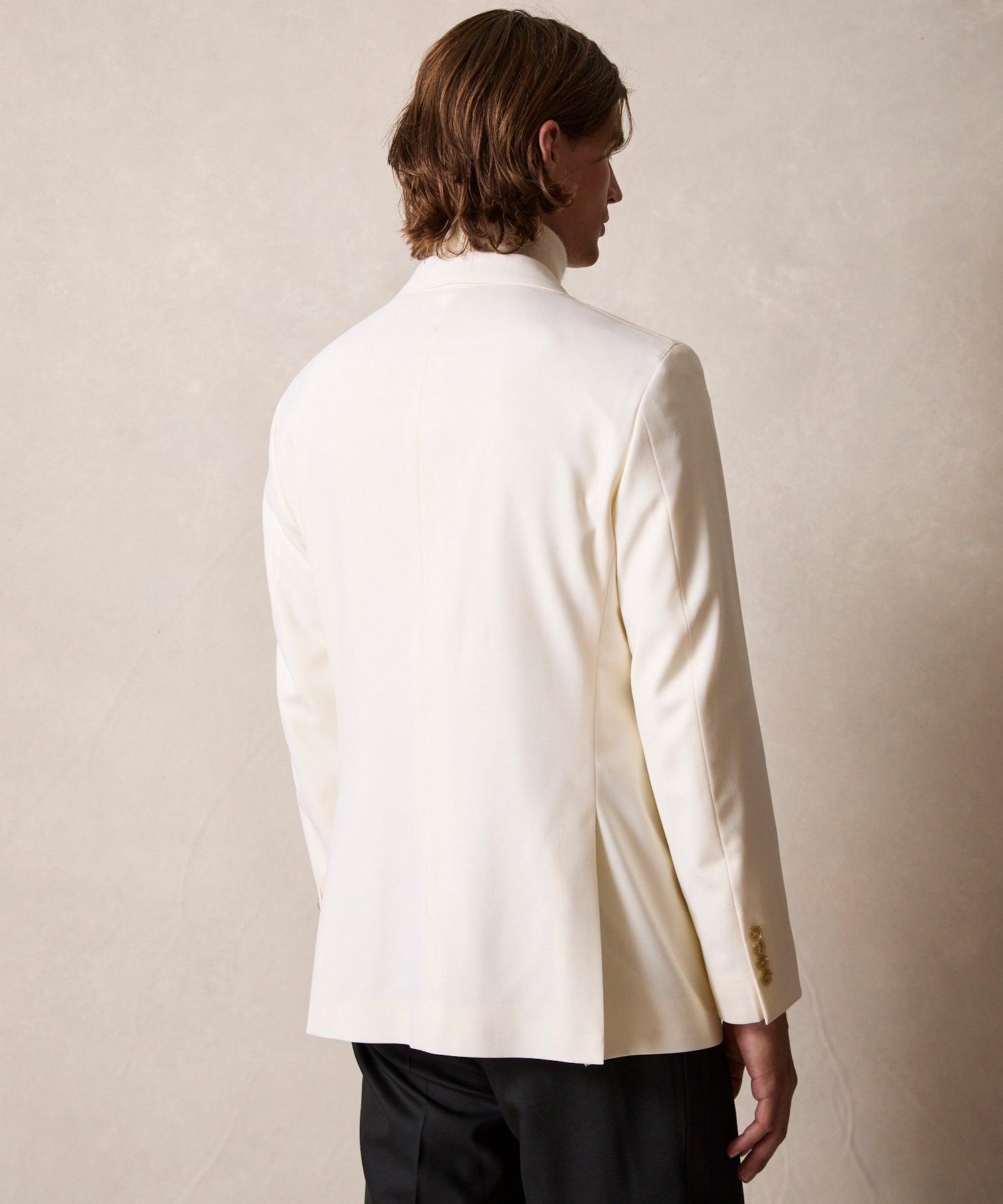 Italian Double-Breasted Tuxedo Jacket in Ivory Product Image