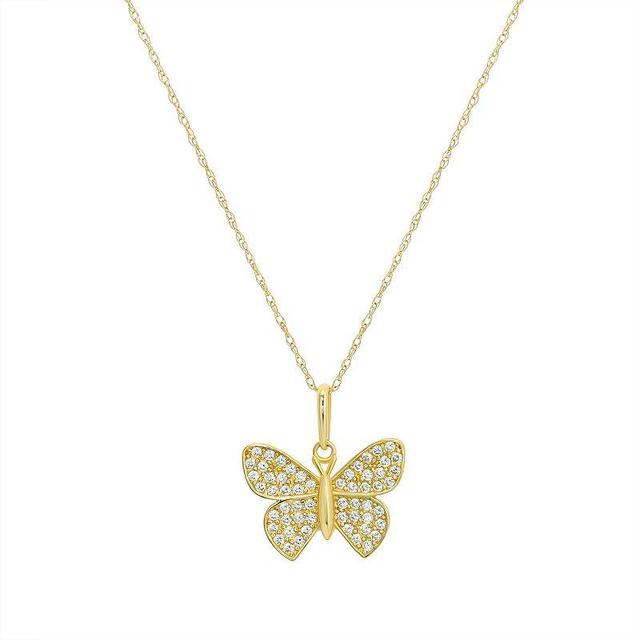 Taylor Grace 10k Gold Cubic Zirconia Butterfly Pendant Necklace, Womens Product Image