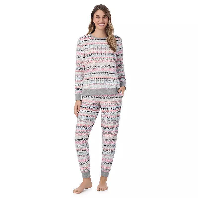 Womens Cuddl Duds Honeycomb Fleece Pajama Top & Pajama Joggers Set Product Image