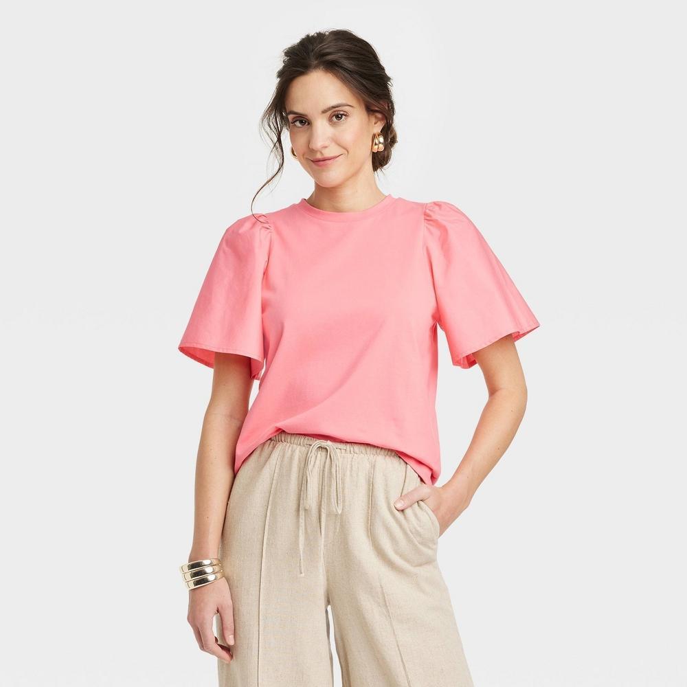 Womens KTW Puff Elbow Sleeve T-Shirt - A New Day L Product Image