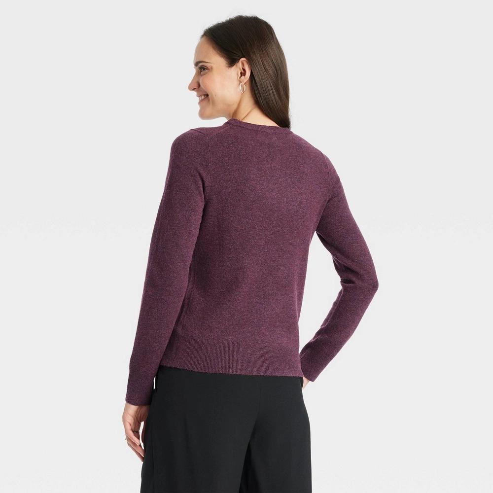 Women's Crewneck Cashfeel Pullover Sweater - A New Day™ Burgundy XS Product Image