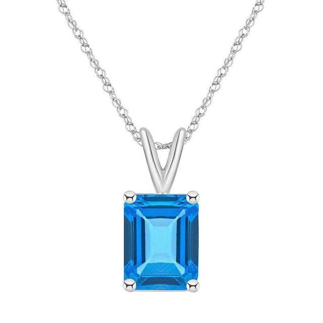 Celebration Gems 14k White Gold Gemstone Pendant Necklace, Womens Blue Topaz Product Image