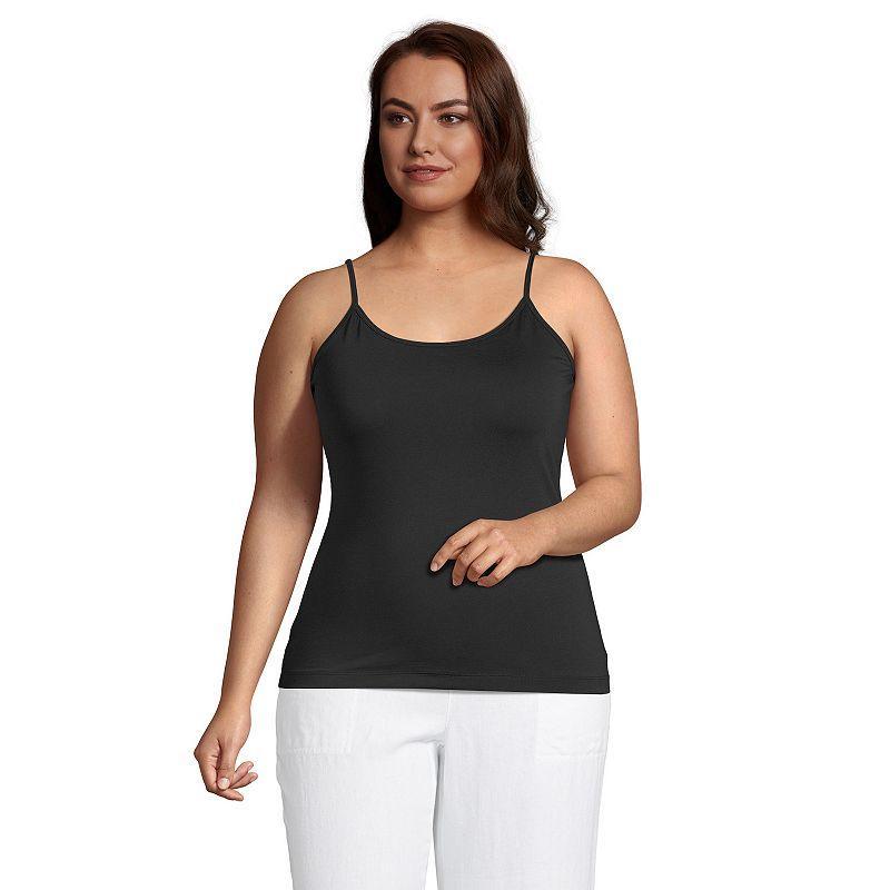 Plus Size Lands End Supima Cotton Camisole, Womens Black Product Image