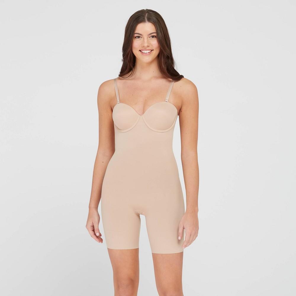 ASSETS by SPANX Women's Flawless Finish Strapless Cupped Midthigh Bodysuit - Beige 1X Product Image