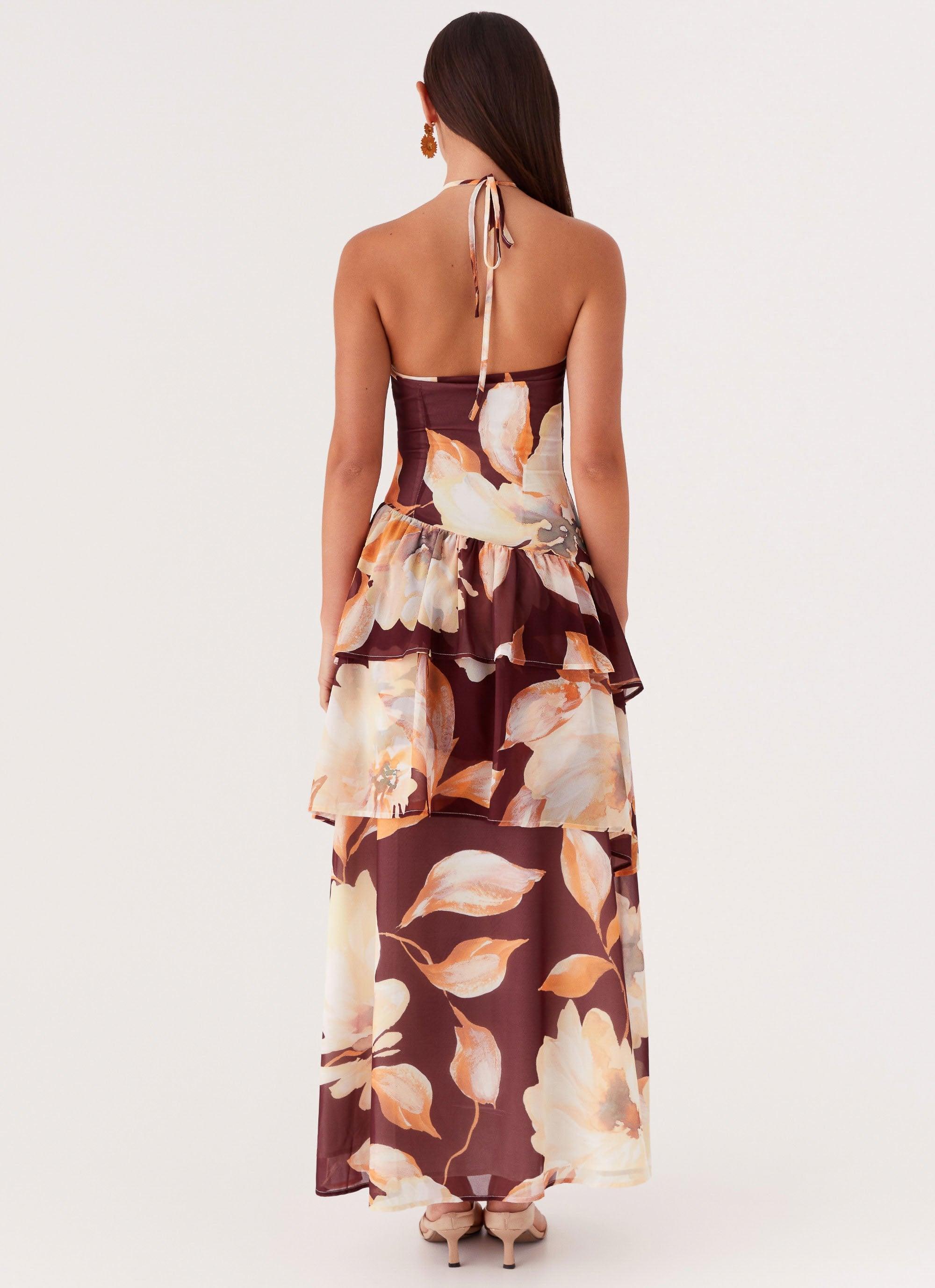 Sunset Chaser Maxi Dress - Brown Floral Product Image