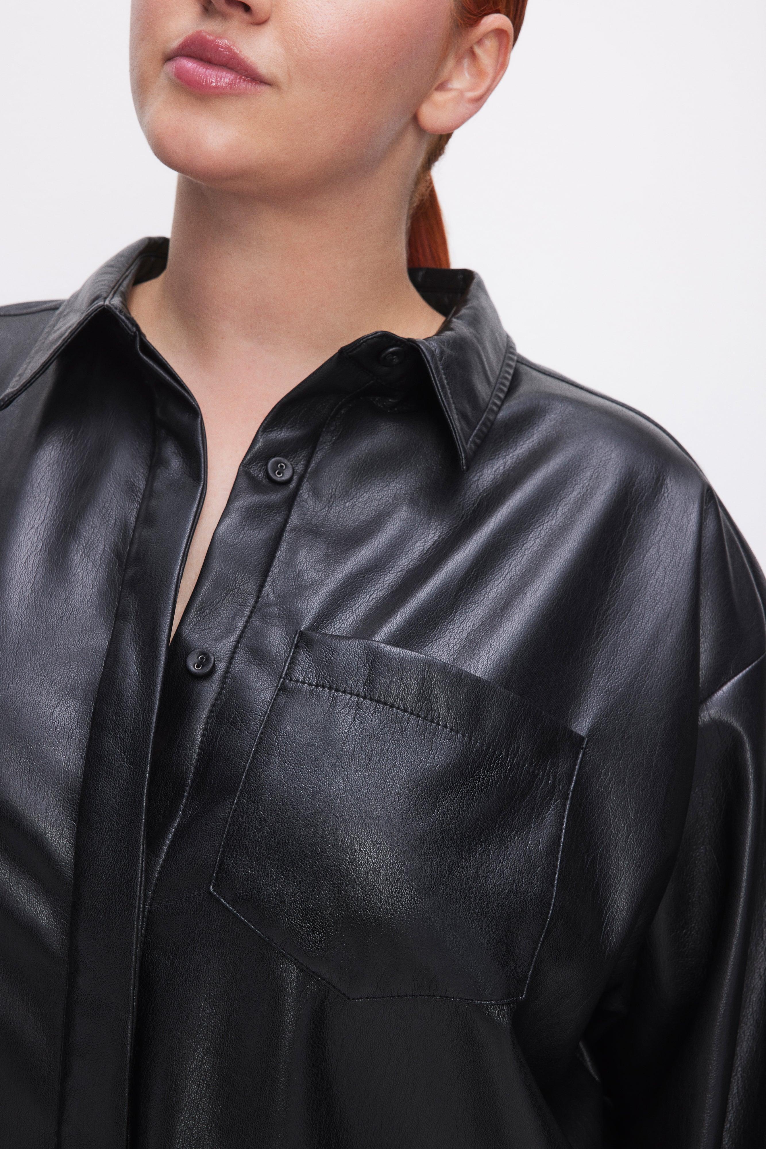 FAUX LEATHER SHIRT | BLACK001 Product Image