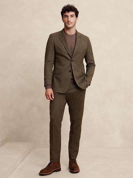 Tailored-Fit Flannel Herringbone Suit Jacket Product Image