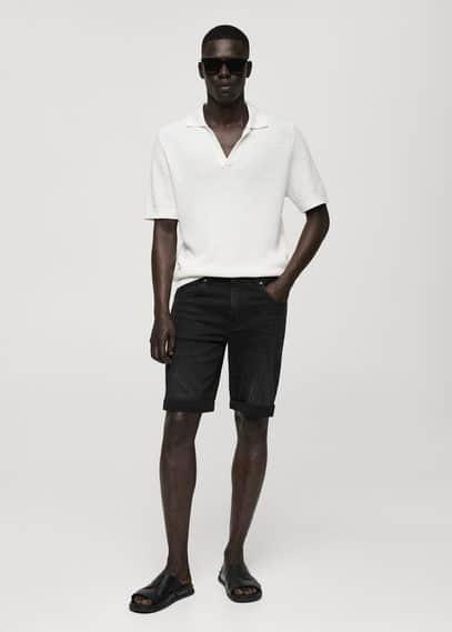 MANGO MAN - Slim-fit denim bermuda shorts black denimMen Product Image